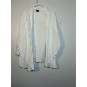OH MY GAUZE! Open Front‎ Cardigan Gauzy Sz S/M White 100% Cotton Waterfall Front